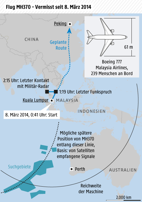 Karte zu MH370