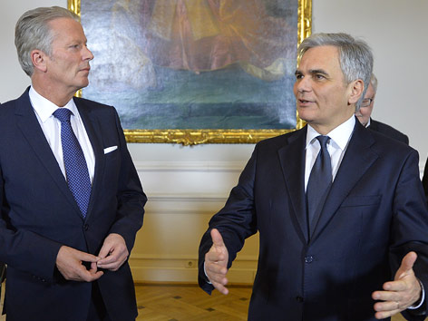 © APA/Herbert Neubauer Bundeskanzler Werner Faymann und Vizekanzler Reinhold Mitterlehner