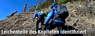 Helfer untersuchen die Absturzstelle