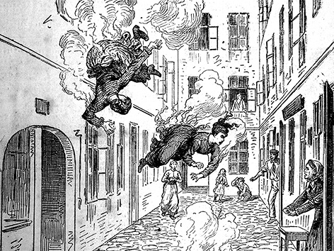 © Metroverlag Illustrationen aus dem Buch "Spektakuläre Unglücksfälle aus dem alten Wien"