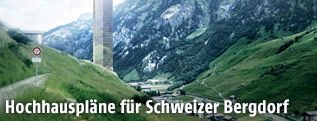Visualisierung des Hotelturmes in Vals