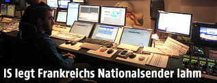 Regieplatz des Fernsehsenders TV5 Monde