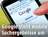 Google Suchemaske auf einem Mobiltelefon