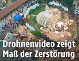 Zertstörtes Kathmandu aus Vogelperspektive