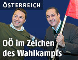 FP&Ouml;-Bundesparteiobmann Heinz-Christian Strache und Landesparteiobmann Manfred Haimbuchner