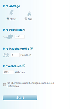 © Screenshot/e-control.at Tarifkalkulator der Webseite e-control.at