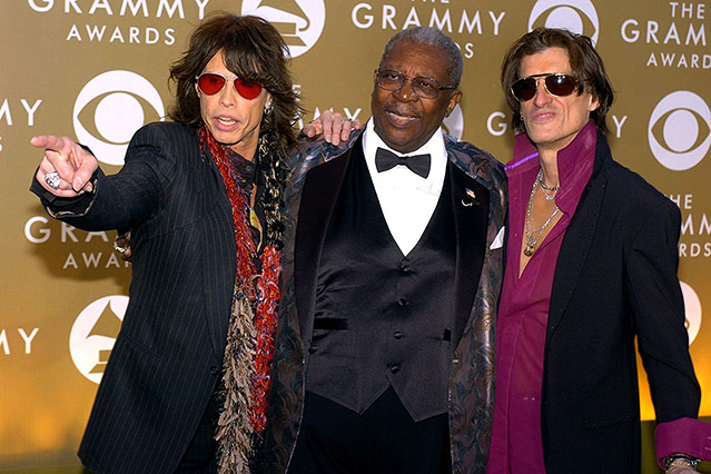 © APA/dpa/Abaca Aerosmith-Sänger Steven Tyler, Blues-Legende B. B. King und Aerosmith-Gitarrist Joe Perry