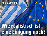 Fahnen von Griechenland und EU