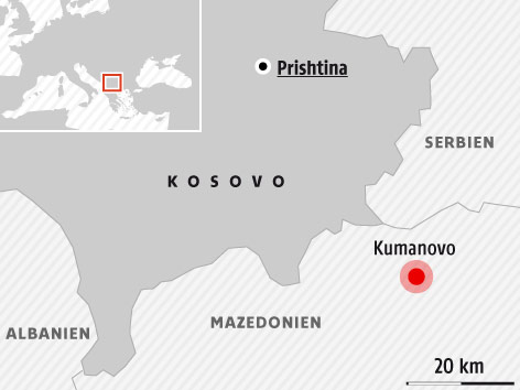 © APA/ORF.at Grafische Darstellung der geografischen Lage von Kumanovo