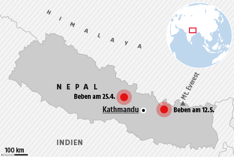 Karte zeigt Nepal
