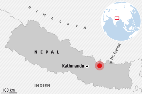 © APA/ORF.at Karte zeigt Nepal