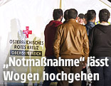 Besiedlung der Zelte durch Fl&uuml;chtlinge