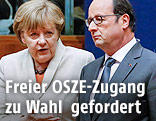 Die deutsche Kanzlerin Angela Merkel und Frankreichs Staatspräsident Francois Hollande
