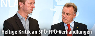 Der burgenl&auml;ndische FP&Ouml;-Landesparteiobmann Johann Tsch&uuml;rtz und Burgenlands Landeshauptmann Hans Niessl (SP&Ouml;)