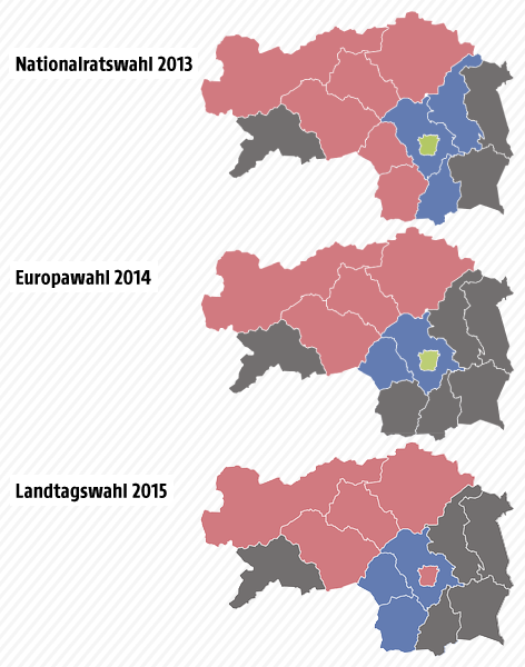 © ORF.at Grafik zu den Wahlergebnissen in der Steiermark zwischen 2013 und 2015 im Vergleich