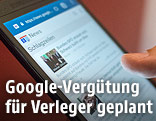 Handy mit Google-News-Website