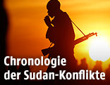 Silhouette eines Kämpfers im Sudan