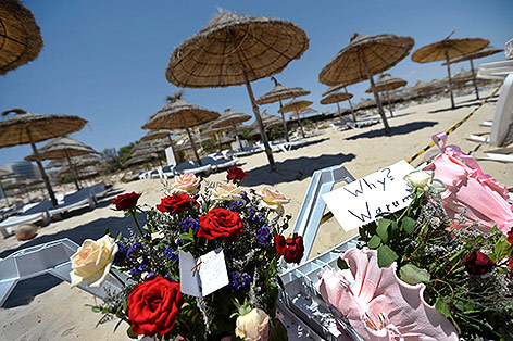 © APA/dpa/Andreas Gebert Blumen am Strand des Marhaba Hotels