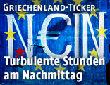 Graffiti das auf Deutsch "Nein" und auf griechisch zugleich "Ja" bedeutet