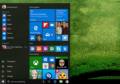 © Microsoft Screenshot des neuen Windows 10