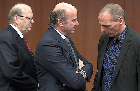 Irischer Finanzminister Noonan, spanischer Wirtschaftsminister de Guindos und ehemaliger griechischer Finanzminister Varoufakis