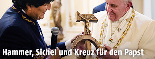 Papst Franziskus und Präsident von Bolivien Evo Morales