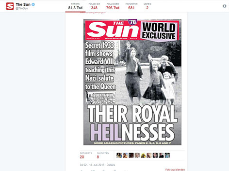 © Screenshot twitter.com Junge Queen Elizabeth II. beim Hitlergruß