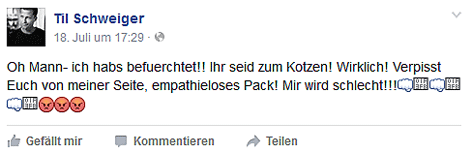 © Facebook Til Schweigers Facebook-Seite mit Kommentaren
