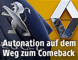 Renault-Logo und Peugeot-Logo