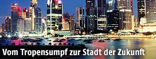 Skyline von Singapur bei Nacht