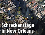 Überschwemmtes Wohngebiet nach Hurrikan "Katrina"