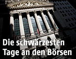 Blick auf die im schatten liegende Börse in New York