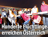 Fl&uuml;chtlinge an der &ouml;sterreichischen-ungarischen Grenze