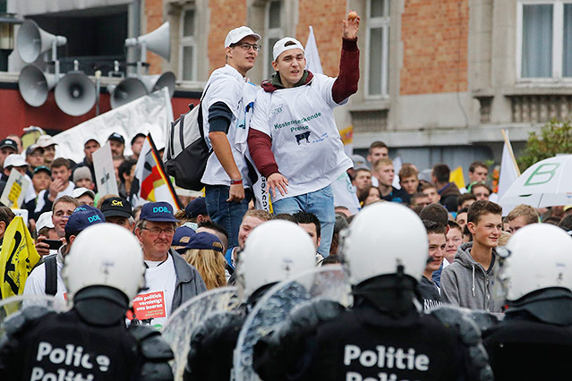 © APA/EPA/Olivier Hoslet Bauernproteste in Brüssel