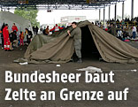 Bundesheer baut Zelt auf