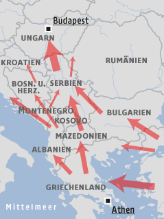 © Grafik: Map Resources/ORF; Quelle: Frontex Karte zu Flüchtlingsrouten am Balkan