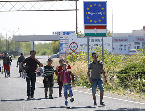 Flüchtlinge am Grenzübergang Nickelsdorf