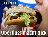 Eine Frau beißt in einen Burger