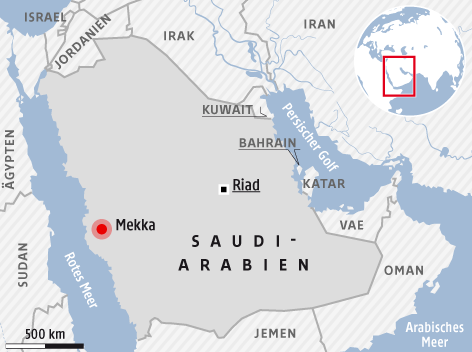 © APA/ORF.at Karte zeigt die Stadt Mekka in Saudi-Arabien