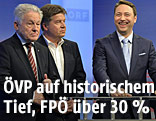 Oberösterreichs ÖVP-Spitzenkandidat Landeshauptmann Josef Pühringer, SPÖ-Landesparteichef Reinhold Entholzer, FPÖ-Spitzenkandidat Manfred Haimbuchner