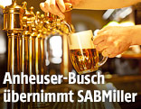 Kellner zapft ein Bier