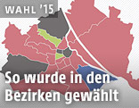 Karte zeigt die Hochrechnung in Bezug auf die Wiener Stadtbezirke