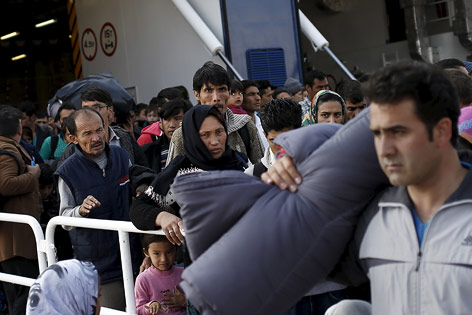 Flüchtlinge bei der Ankunft in Piräus