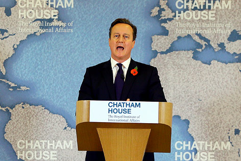 Großbritanniens Premierminister bei einer Rede im Chatham House in London