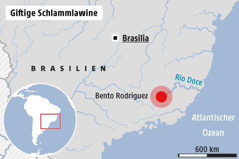 © Grafik: APA/ORF.at Karte zeigt Bento Rodriguez in Brasilien