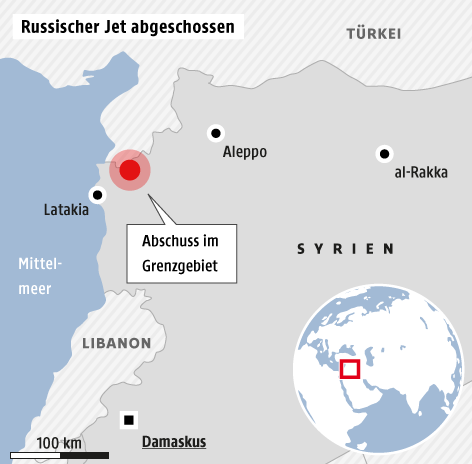 © Grafik: APA/ORF.at; Quelle: APA Karte zum Abschussort des Jets