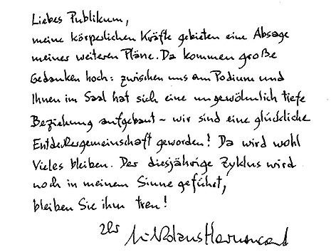 © Musikverein Brief von Nikolaus Harnoncourt