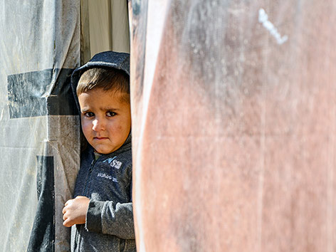 Kind in einem Flüchtlingsdorf in der Bekaa-Ebene