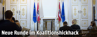 Leeres Pressefoyer beim Ministerrat