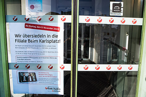Geschlossene Bank-Austria-Filiale